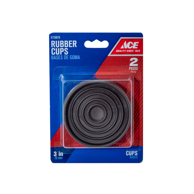 Ace Rubber Furniture Cups Brown Round 3 in. W X 3 in. L 2 pk