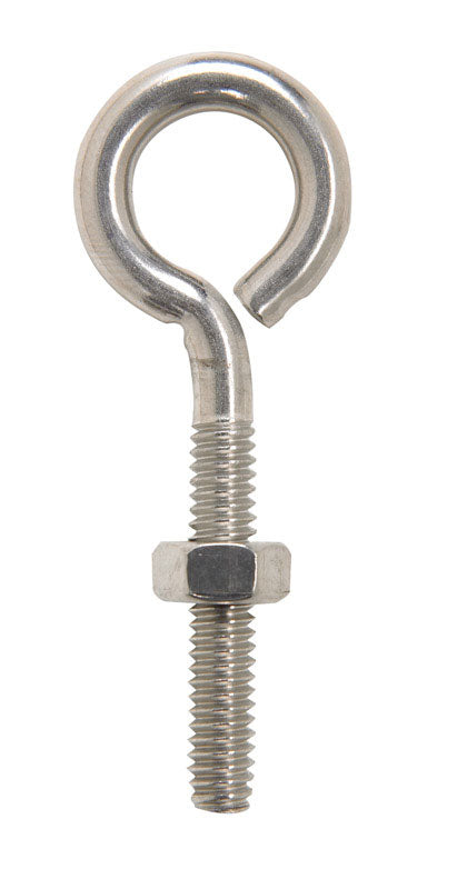 Hampton 1/4 in. X 2-5/8 in. L Stainless Stainless Steel Eyebolt Nut Included