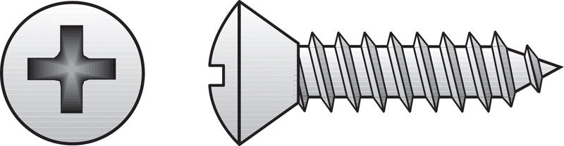 HILLMAN No. 8 Ga. X 2 in. L Phillips Oval Head Sheet Metal Screws 12 pk