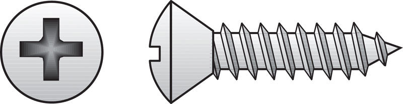 HILLMAN No. 14 Ga. X 2 in. L Phillips Oval Head Sheet Metal Screws 100 pk