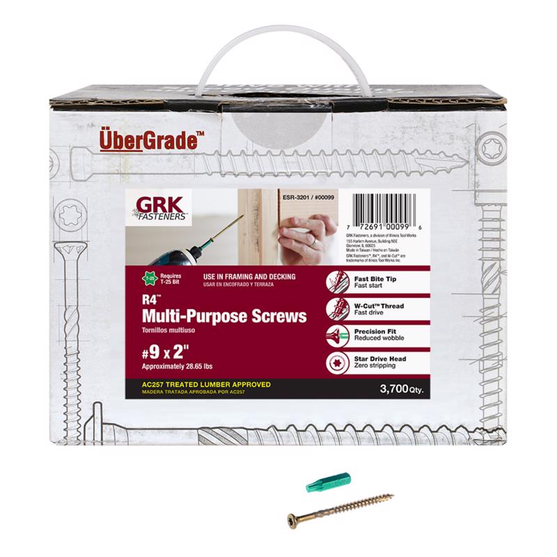 GRK Fasteners R4 No. 9 X 2 in. L Star Coated W-Cut Multi-Purpose Screws 3700 pk