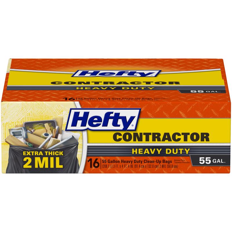 Hefty 55 gal No Scent Contractor Bags Twist Tie 16 pk