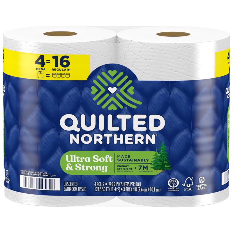 Quilted Northern Ultra Soft & Strong Toilet Paper 4 Rolls 295 sheet 124.5 sq ft