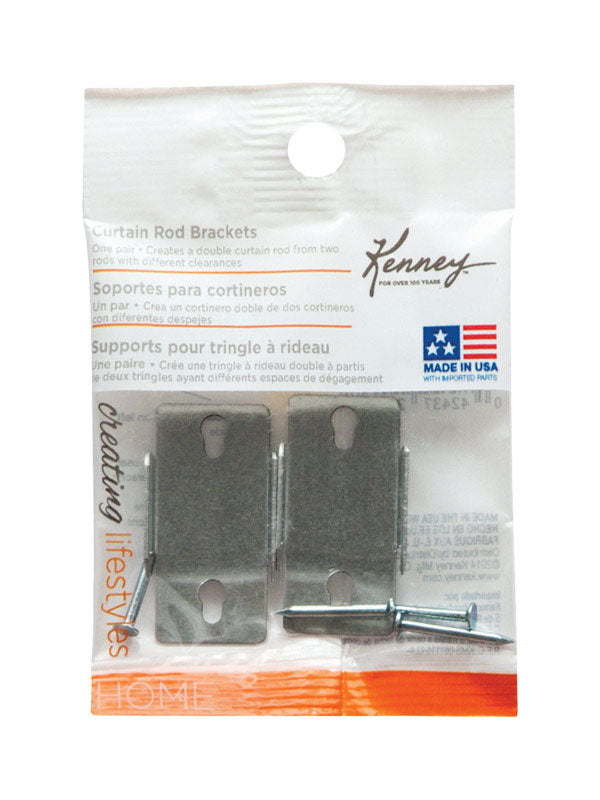 Kenney Chrome Silver Double Curtain Rod Bracket 4.5 in. L