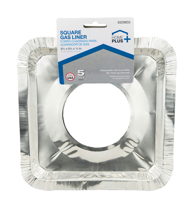 Home Plus Durable Foil 8-1/2 in. W X 8-1/2 in. L Gas Burner Liner Silver 5 pk