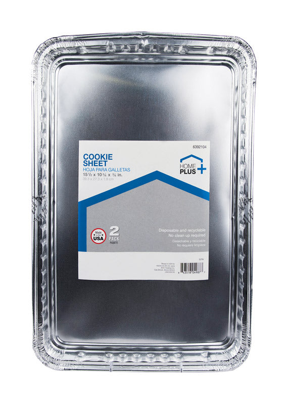 Home Plus Durable Foil 10-3/4 in. W X 15-1/2 in. L Cookie Sheet Silver 2 pk