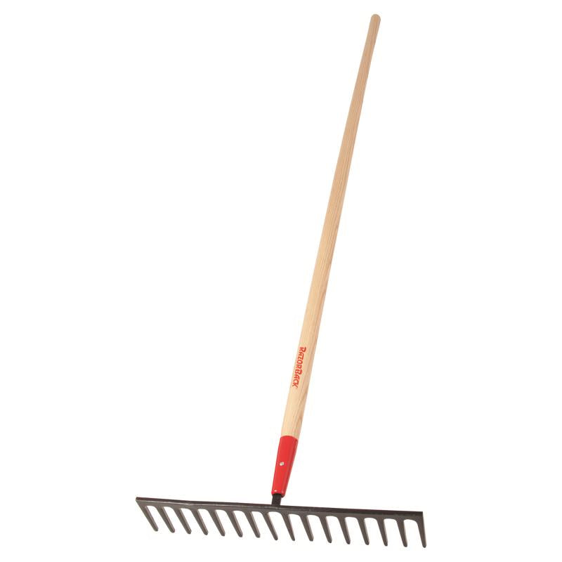 Razor-Back 66.25 in. 16 Tine Steel Level Rake Wood Handle