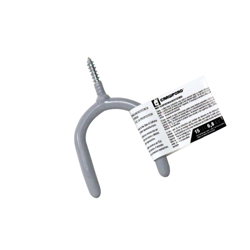 Crawford 4 in. L Vinyl Coated Gray Steel Medium Tool Hook Hook 15 lb. cap. 1 pk