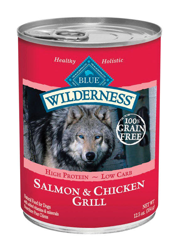 Blue Buffalo Wilderness All Ages Salmon and Chicken Dog Food Grain Free 12.5 oz