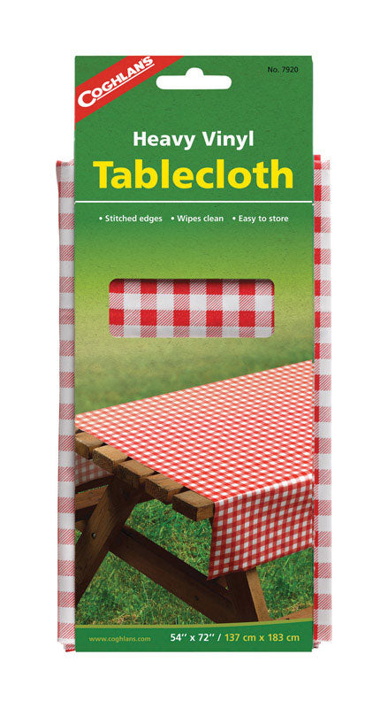 Coghlan's Red Vinyl Tablecloth 54 in. L X 72 in. W