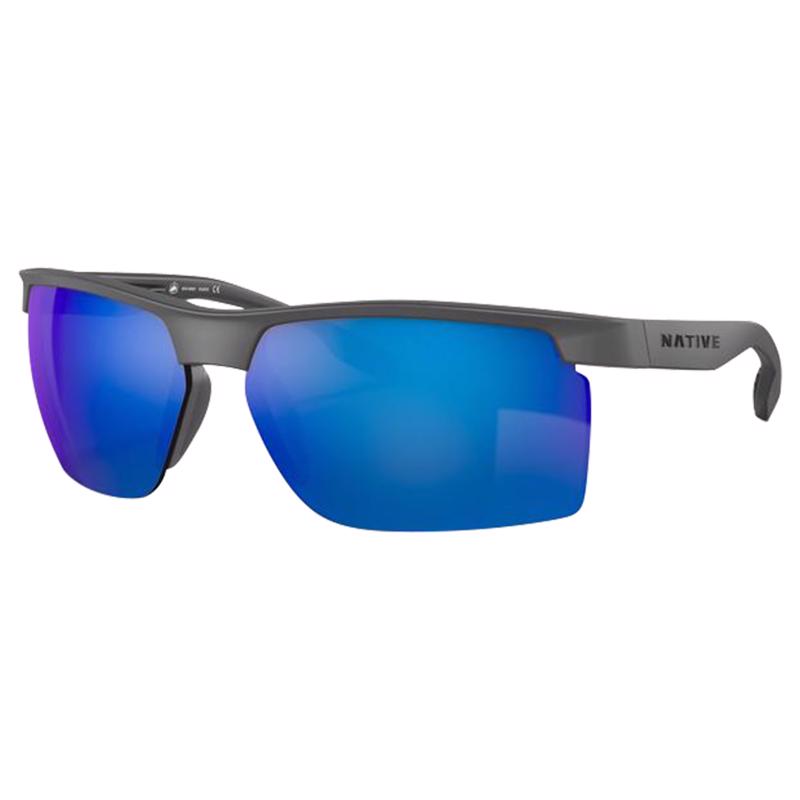 Native Ridge-Runner Unisex Matte Granite Frame Blue Lens Polarized Sunglasses