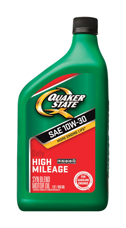 Quaker State High Mileage 10W-30 Gasoline High Mileage Motor Oil 1 qt 1 pk