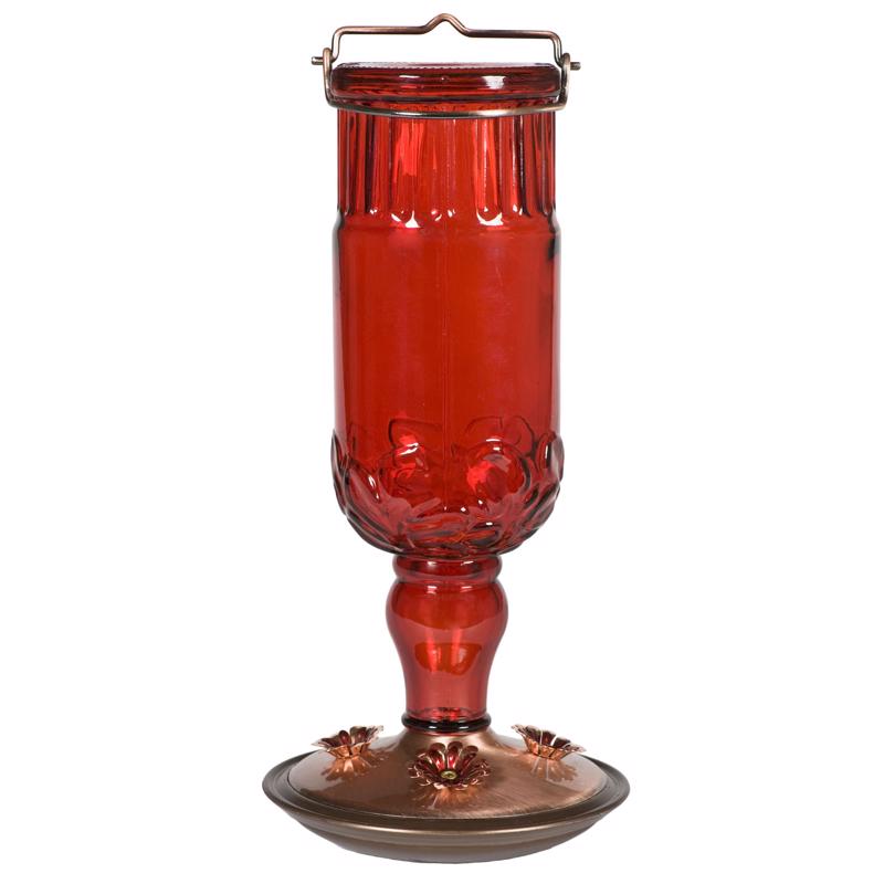 Perky-Pet Hummingbird 24 oz Copper/Glass Antique Bottle Nectar Bird Feeder 4 ports