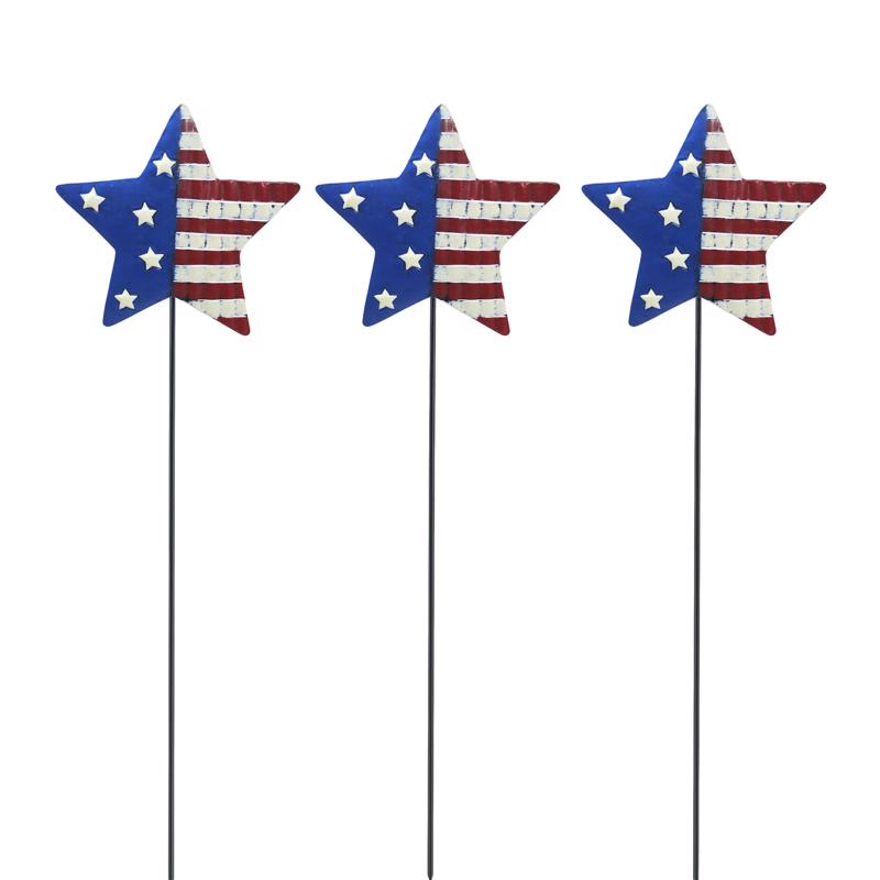 Alpine USA Star Red, White, Blue Metal 24 in. H X 1 in. W Outdoor Garden Stake