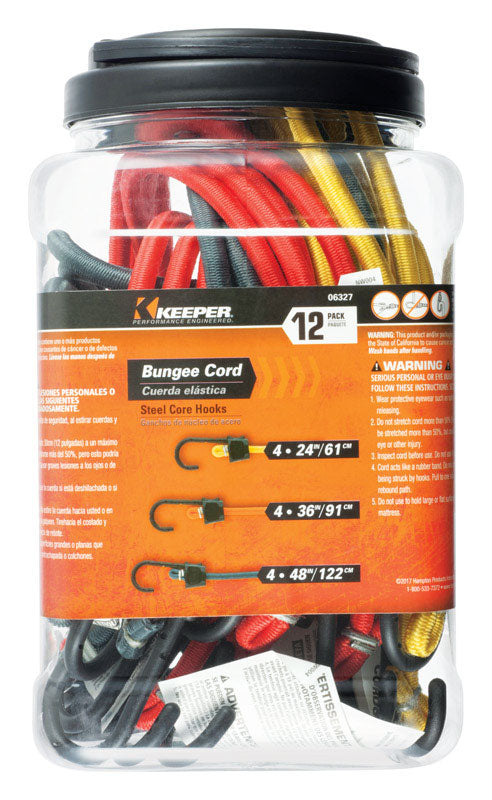 Keeper Assorted Bungee Cord Set 24 in. L X 0.315 in. 12 pk
