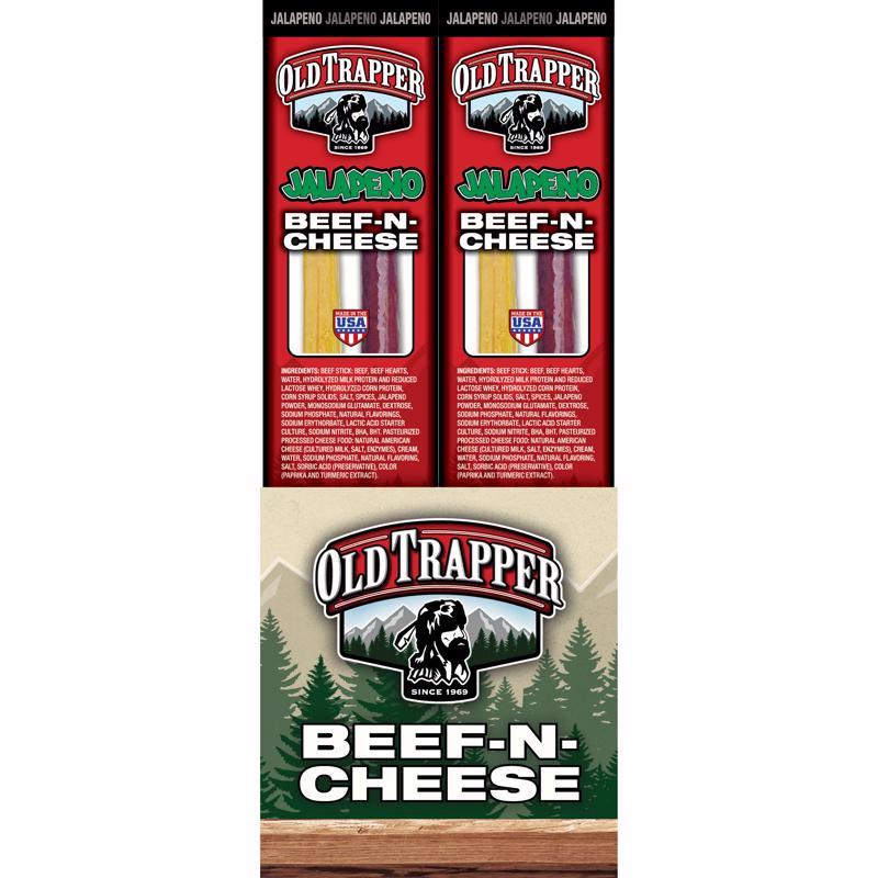 Old Trapper Jalapeno Beef Stick and Cheese 1.3 oz Shrink Wrapped