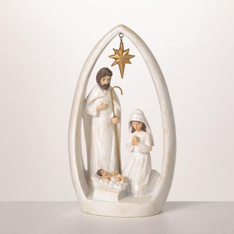 Sullivans White Holy Family Nativity Scene Figurine 9 in.