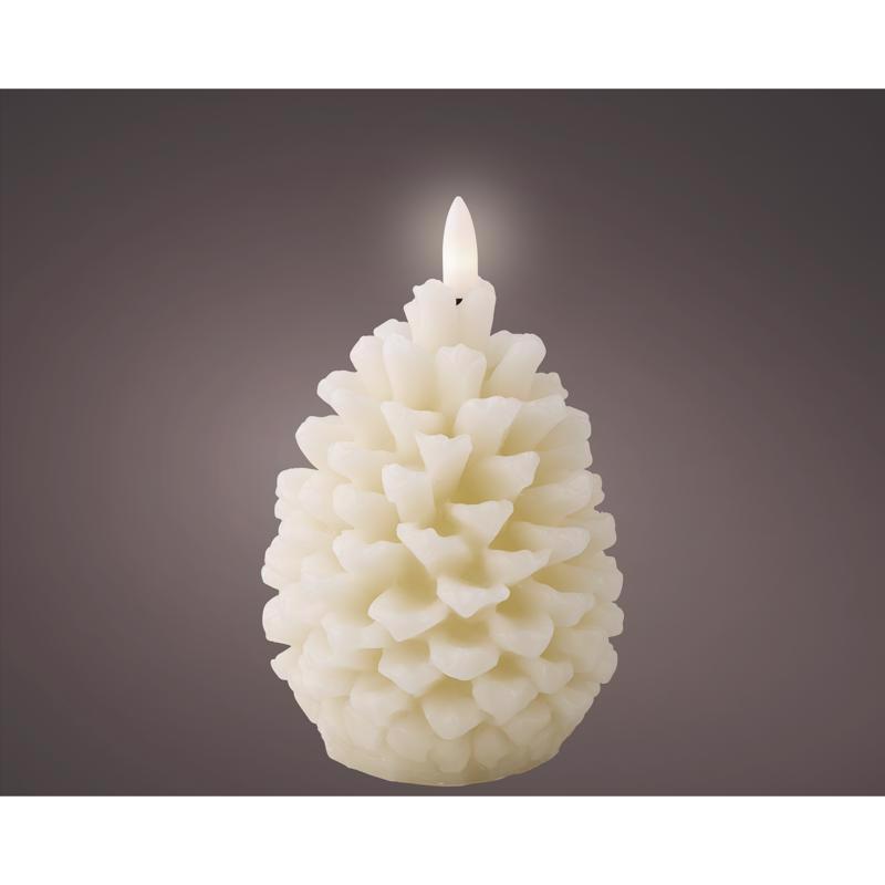 Lumineo LED Cream Pinecone Candle 5.2 in.