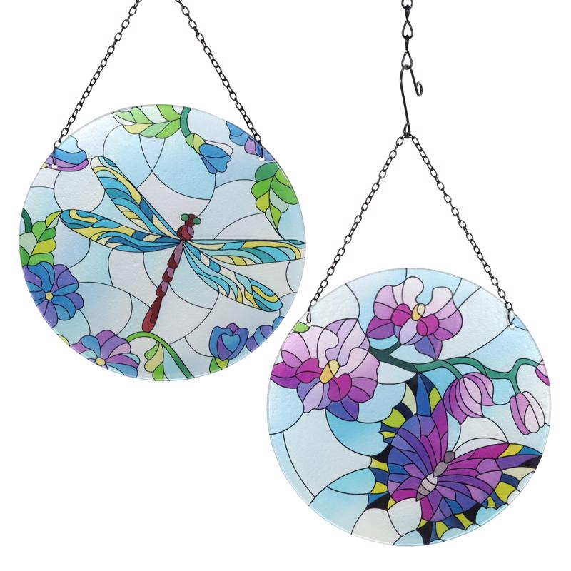 Exhart Assorted Glass/Metal 16 in. H Dragonfly or Butterfly Outdoor Decoration