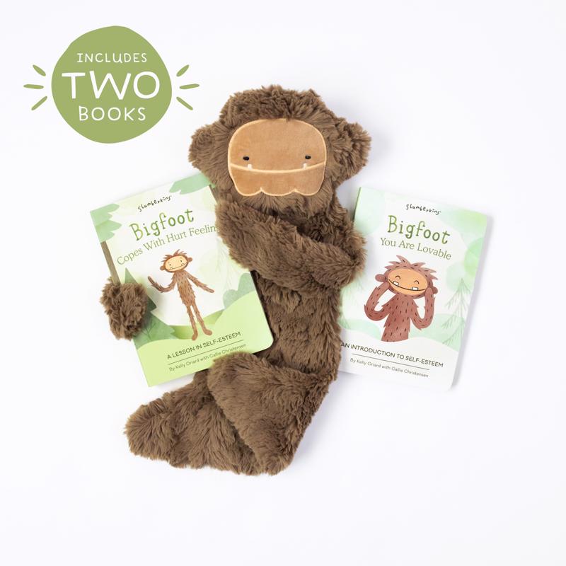 Slumberkins Bigfoot's Self-Esteem Plush & Book Snuggler Set Brown 3 pc