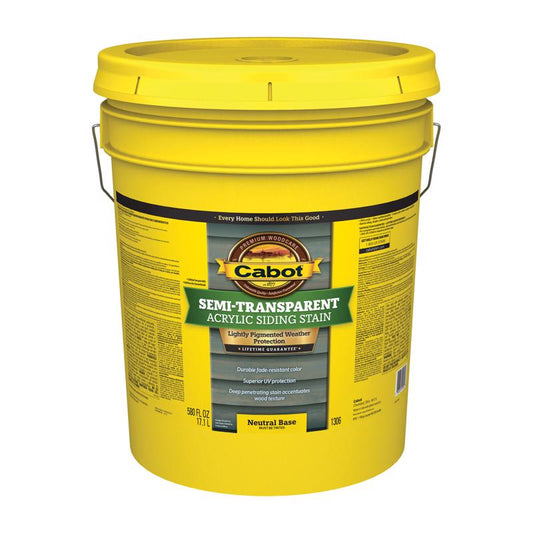 Cabot Semi-Transparent Acrylic Semi-Transparent Tintable Neutral Base Acrylic Siding Stain 5 gal