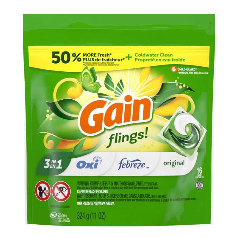 Gain Flings Original Scent Laundry Detergent Pod 12 oz 16 pk