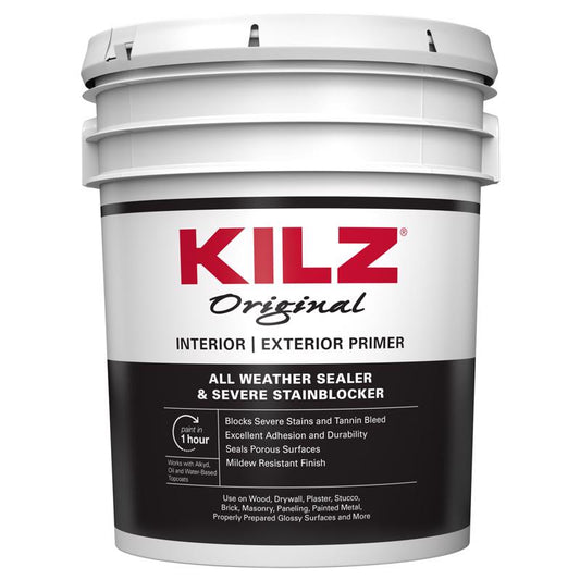 KILZ Original Interior/Exterior White Flat Oil-Based Alkyd Oil Primer 5 gal