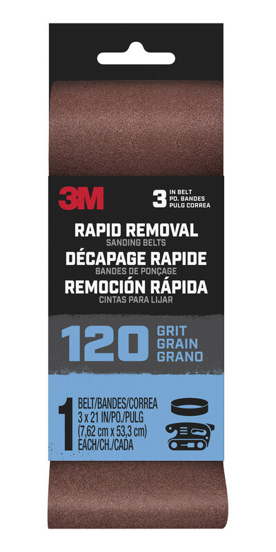 3M Rapid Removal 21 in. L X 3 in. W Aluminum Oxide Sanding Belt 120 Grit 1 pc