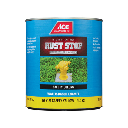 Ace Rust Stop Indoor / Outdoor Gloss Safety Yellow Water-Based Enamel Paint 1 qt