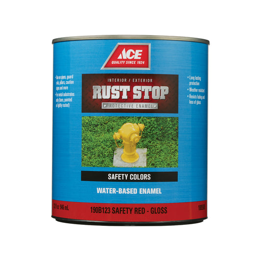 Ace Rust Stop Indoor / Outdoor Gloss Safety Red Enamel Rust Preventative Paint 1 qt