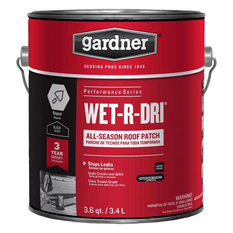 Gardner WET-R_DRI Gloss Black Patching Cement All-Weather Roof Cement 3.6 qt. cap.