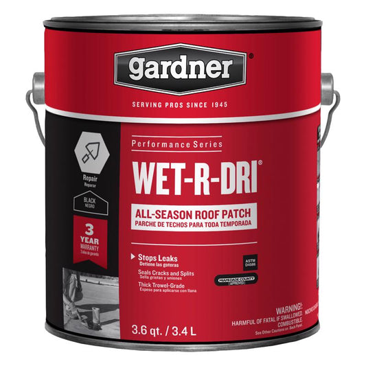 Gardner WET-R_DRI Gloss Black Patching Cement All-Weather Roof Cement 3.6 qt. cap.