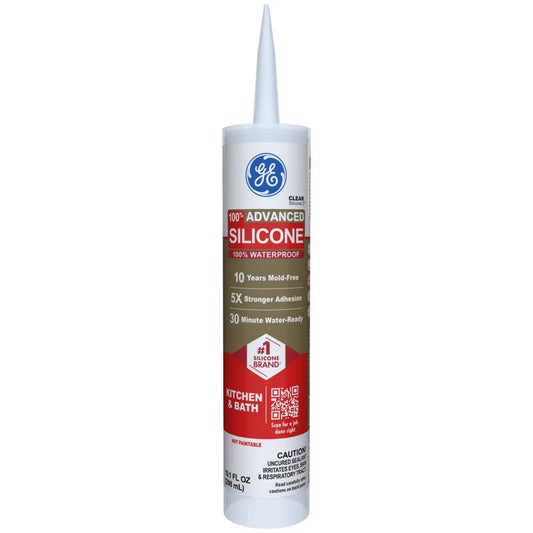 GE Advanced Clear Silicone 2 Kitchen and Bath Caulk Sealant 10.1 oz