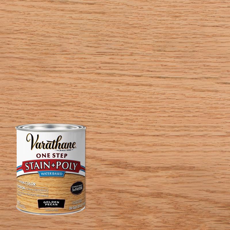 Varathane Semi-Gloss Golden Pecan Water-Based Acrylic Modified Urethane One-Step Stain/Poly 1 qt