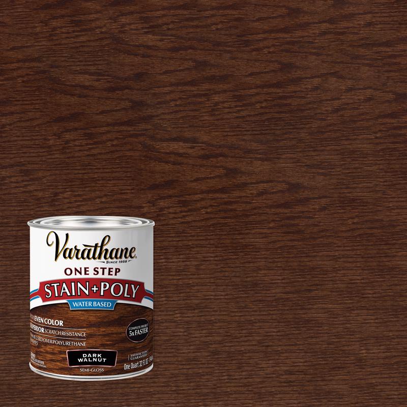 Varathane Semi-Gloss Dark Walnut Water-Based Acrylic Modified Urethane One-Step Stain/Poly 1 qt