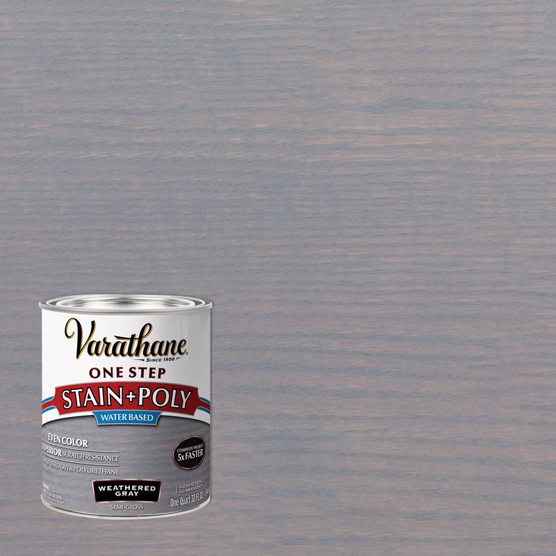 Varathane Semi-Gloss Weathered Gray Water-Based One-Step Stain/Poly 1 qt