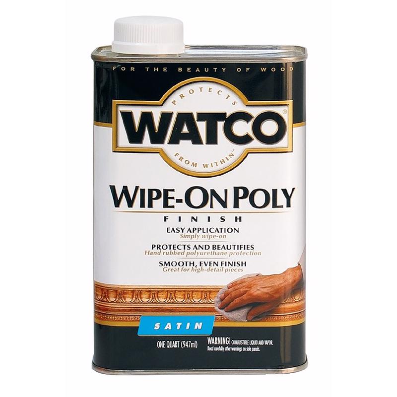 WATCO Wipe On Poly Transparent Satin Clear Water-Based Urethane Modified Alkyd Polyurethane 1 qt