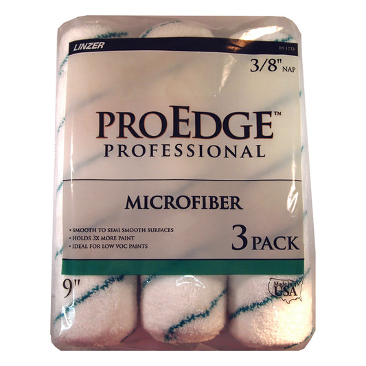 Linzer ProEdge Microfiber 9 in. W X 3/8 in. Paint Roller Cover 3 pk