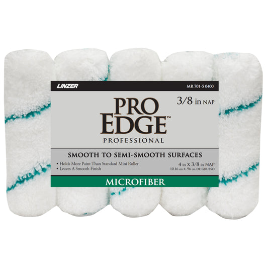 Linzer Pro Edge Microfiber 4 in. W X 3/8 in. Mini Paint Roller Cover 5 pk