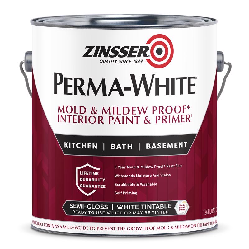 Zinsser Perma-White Semi-Gloss White Water-Based Mold and Mildew-Proof Paint Interior 1 gal