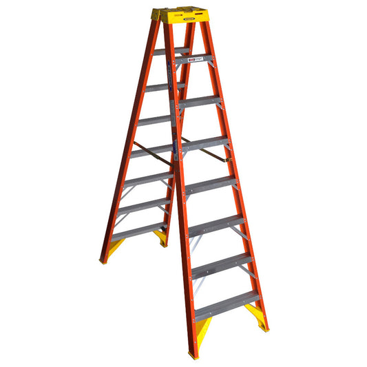 Werner 8 ft. H X 26.84 in. W Fiberglass Step Ladder Type IA Twin Steps 300 lb. cap.