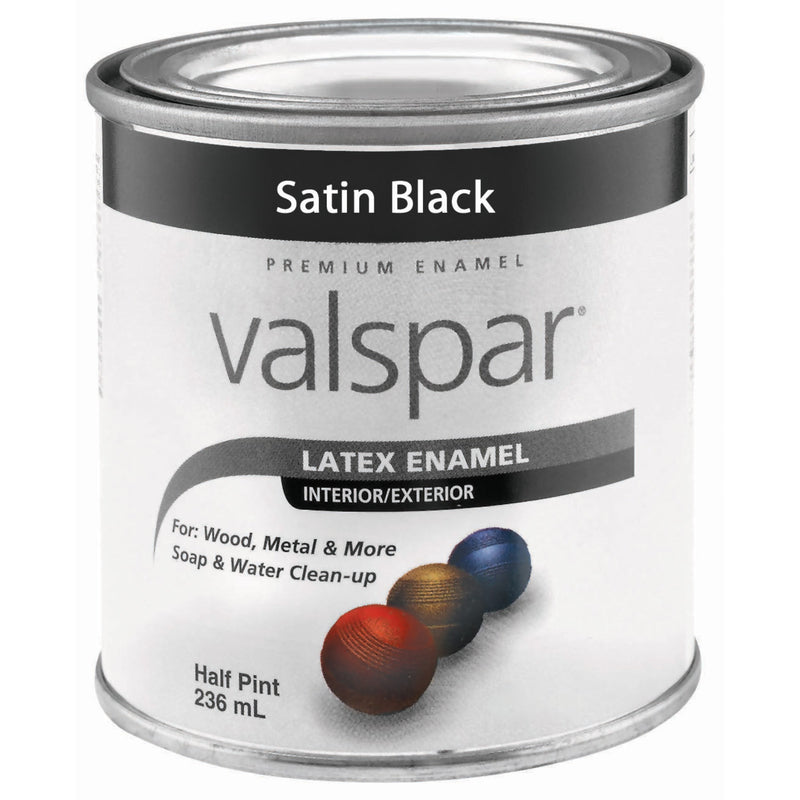 Valspar Satin Black Enamel Paint Exterior and Interior 0.5 pt