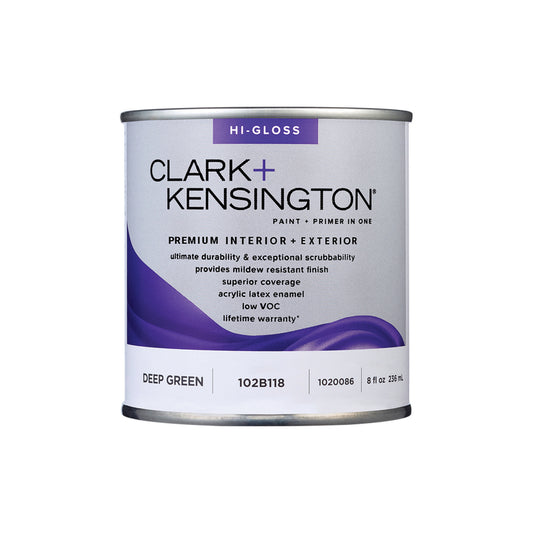 Clark+Kensington High-Gloss Deep Green Premium Paint Exterior and Interior 1/2 pt