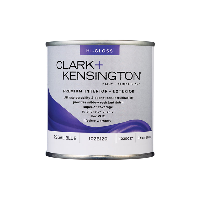 Clark+Kensington High-Gloss Regal Blue Premium Paint Exterior and Interior 1/2 pt