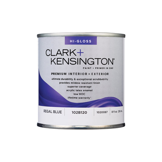 Clark+Kensington High-Gloss Regal Blue Premium Paint Exterior and Interior 1/2 pt