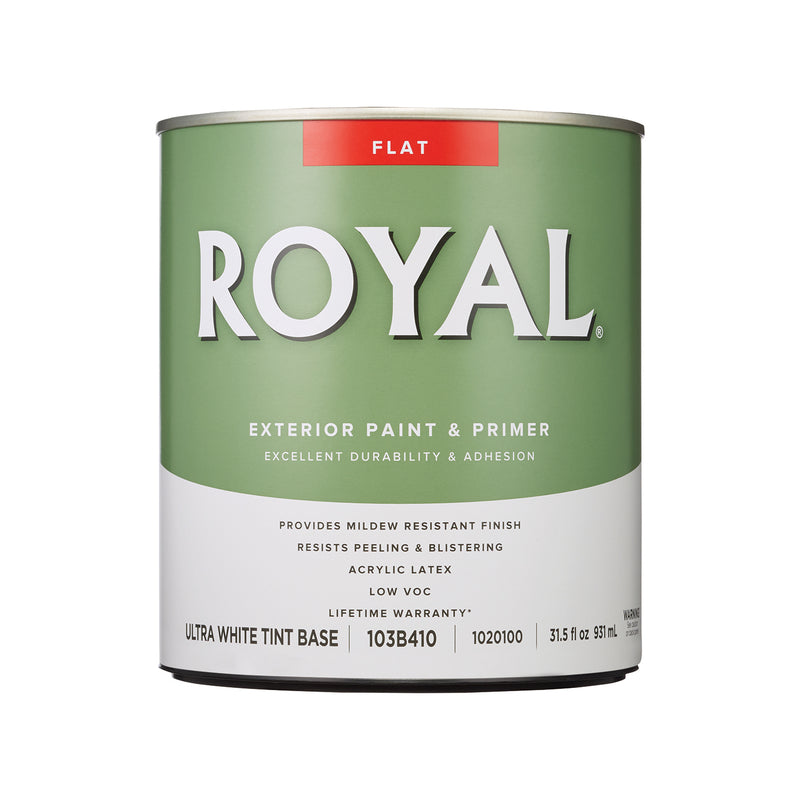 Royal Flat Tint Base Ultra White Base Paint Exterior 1 qt