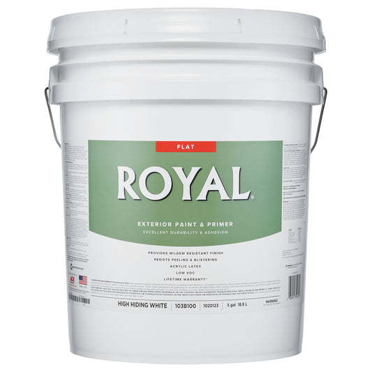 Royal Flat High Hiding White Paint Exterior 5 gal