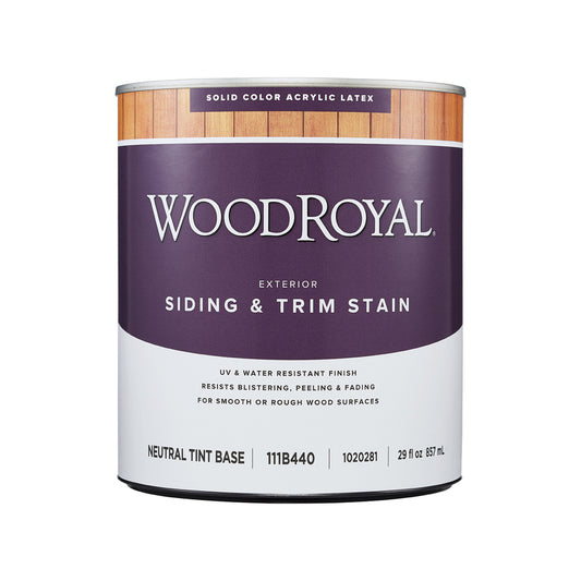Ace Wood Royal Solid Tintable Flat Tint Base Neutral Base Acrylic Latex Siding and Trim Stain 1 qt