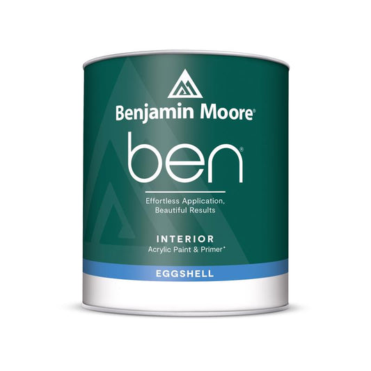 Benjamin Moore Ben Eggshell White Paint and Primer Interior 1 qt
