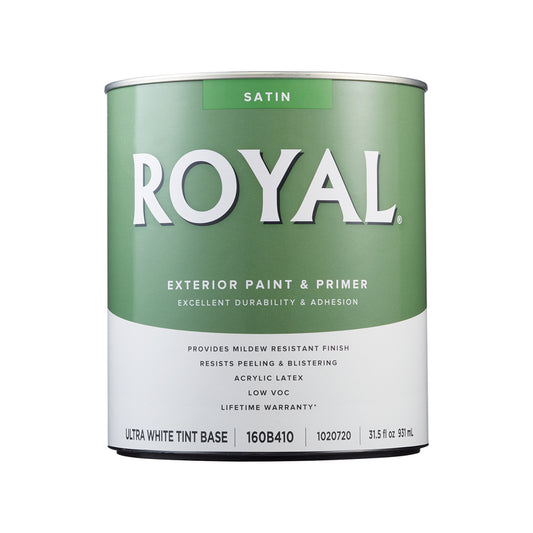 Royal Satin Tint Base Ultra White Base Paint Exterior 1 qt